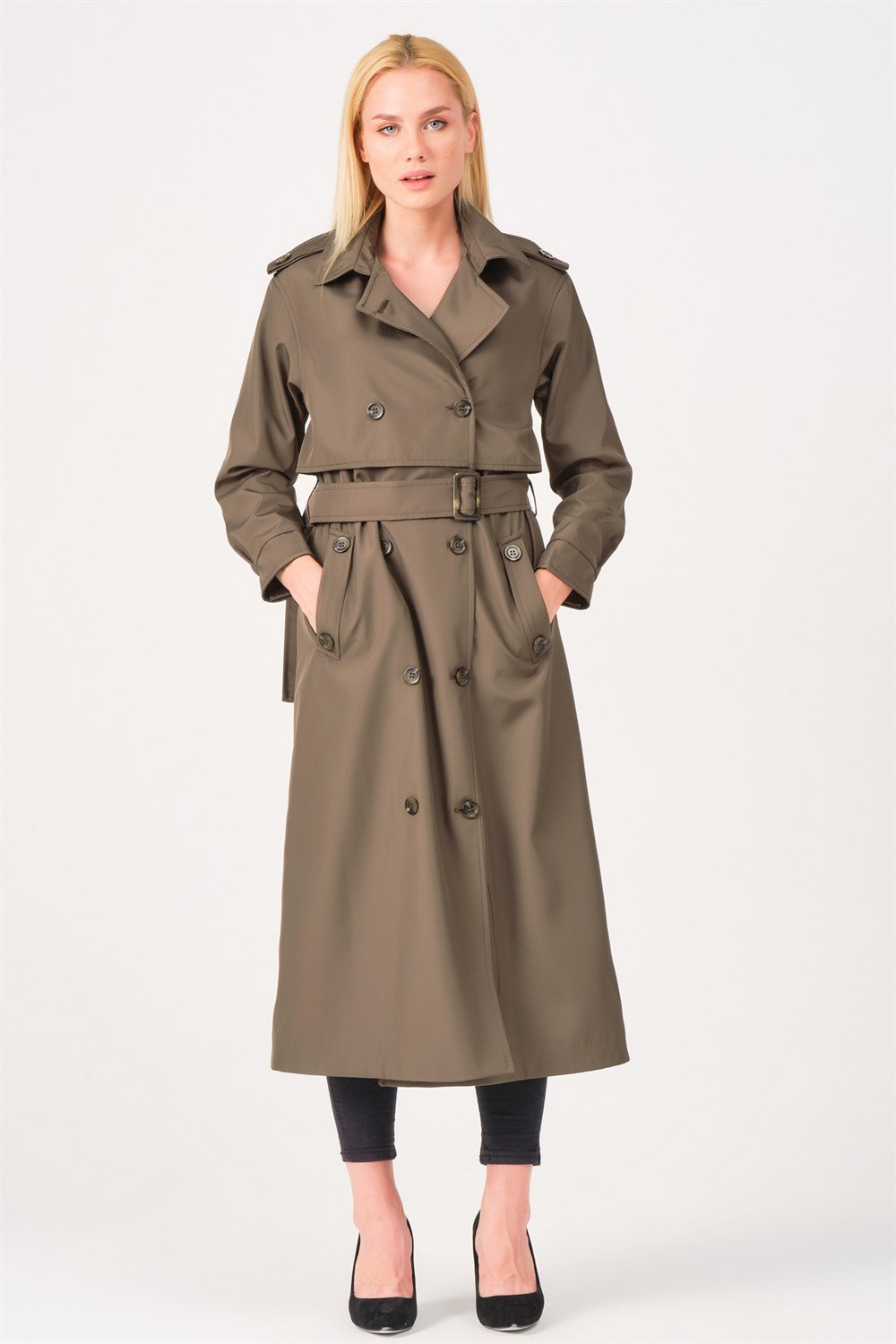 Z6674 DEWBERRY BAYAN TRENÇKOT-HAKİ