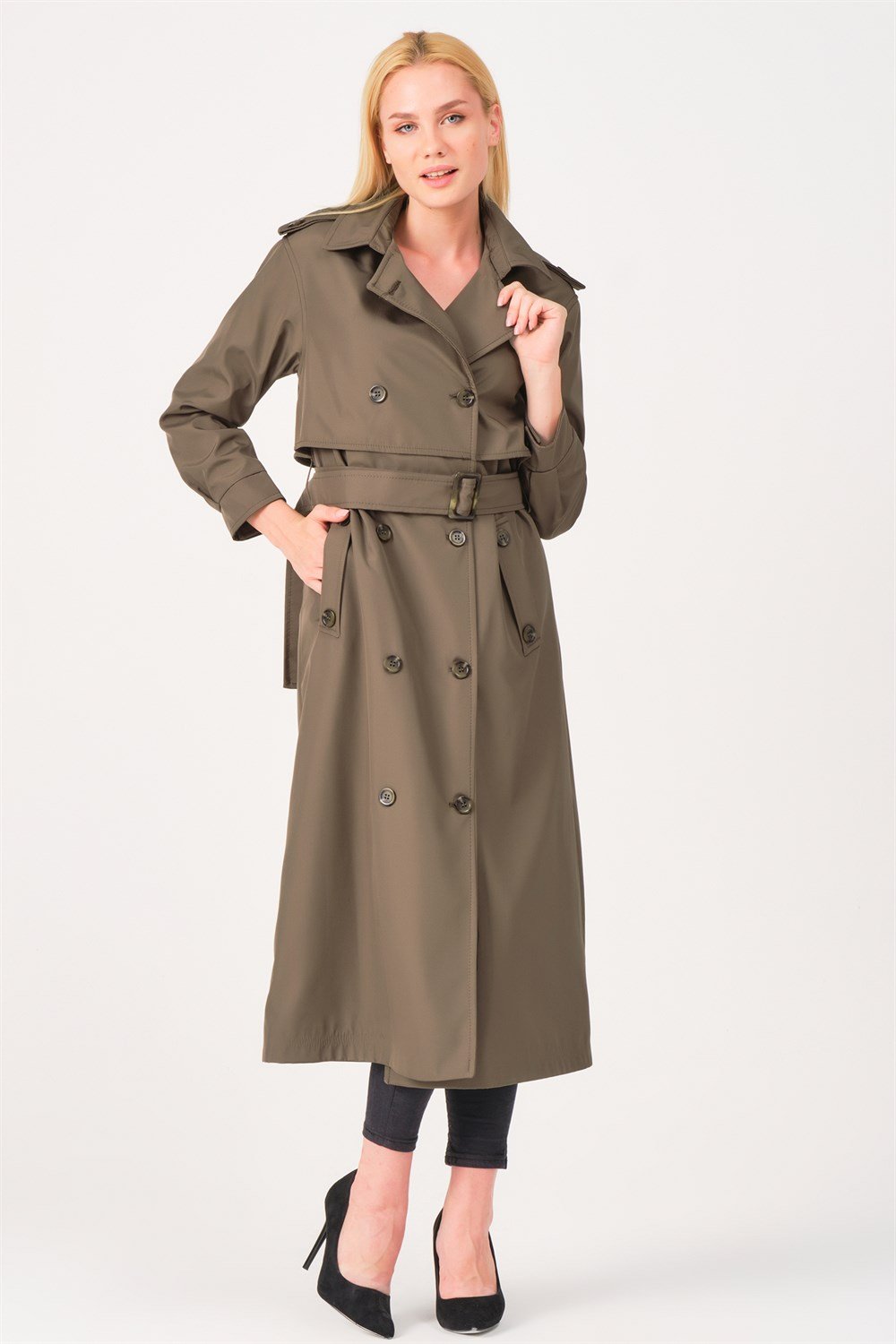 Z6674 DEWBERRY BAYAN TRENÇKOT-HAKİ