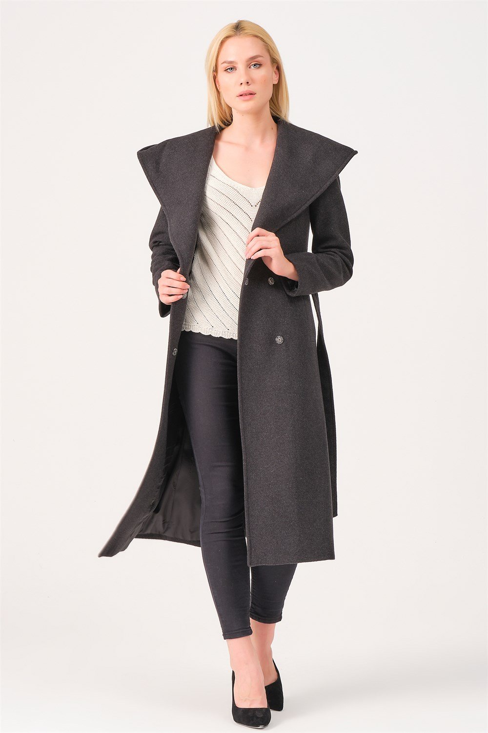Z6679 DEWBERRY BAYAN PALTO-ANTRASİT
