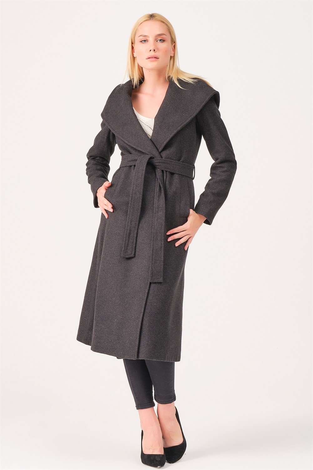 Z6679 DEWBERRY BAYAN PALTO-ANTRASİT