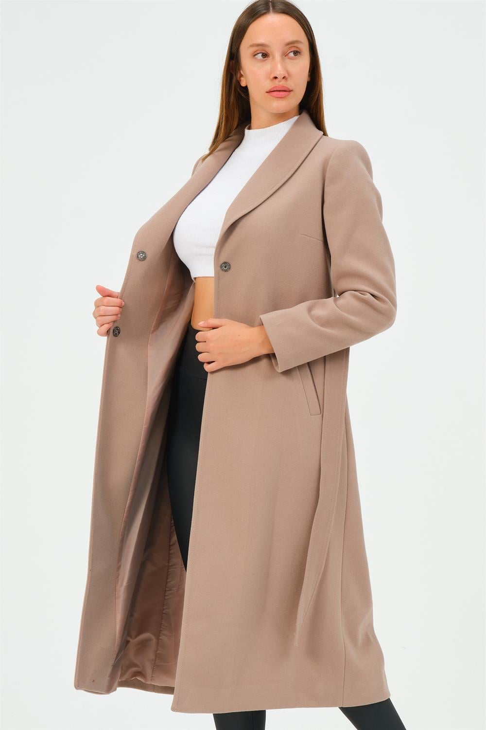 Z6681 DEWBERRY BAYAN PALTO-AÇIK VİZON