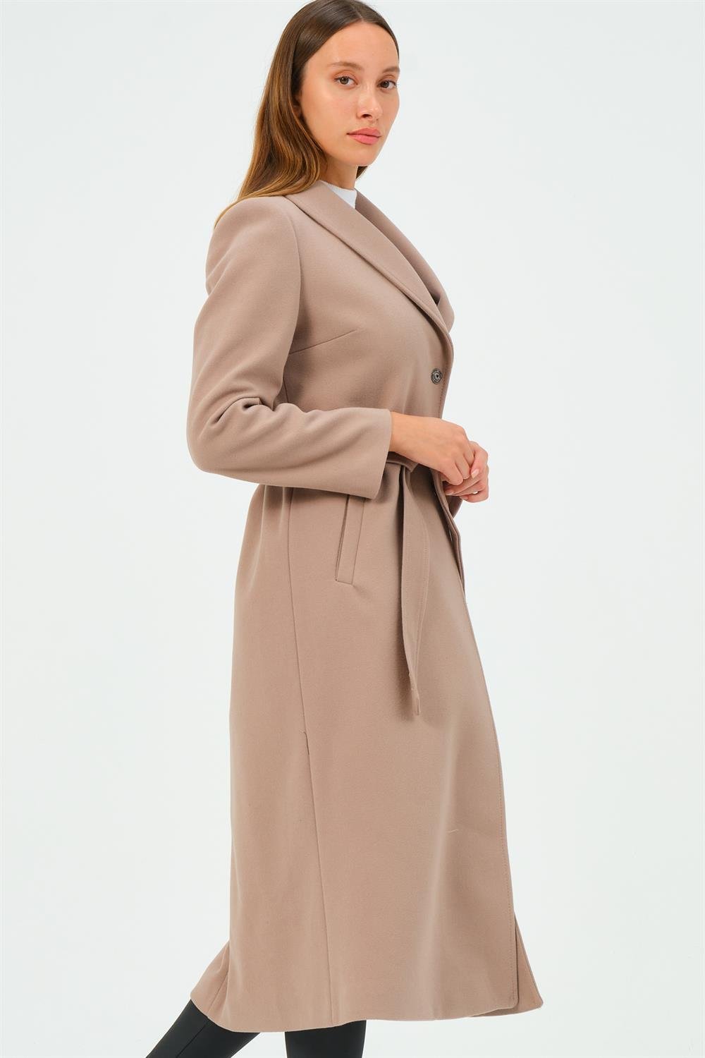Z6681 DEWBERRY BAYAN PALTO-AÇIK VİZON