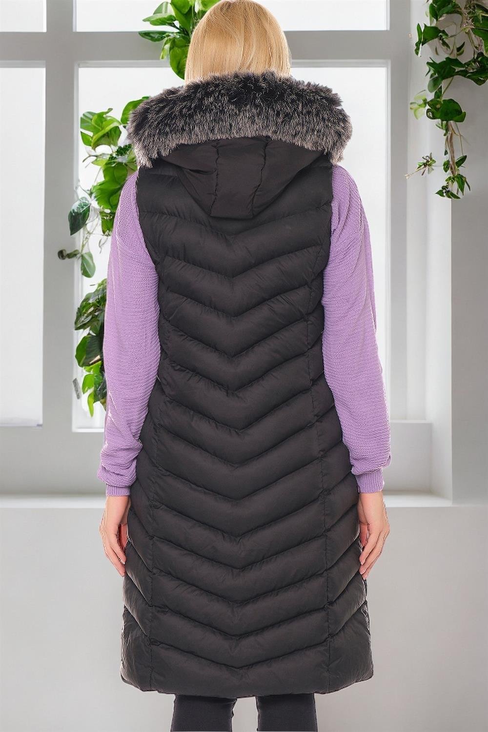 Z6684 DEWBERRY BAYAN YELEK-AÇIK SİYAH