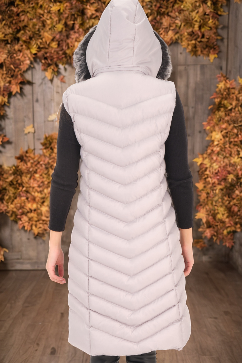 Z6684 DEWBERRY BAYAN YELEK-DÜZ AÇIK GRİ