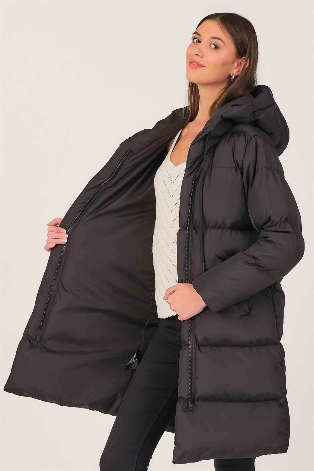 Z6687 DEWBERRY BAYAN KABAN-SİYAH