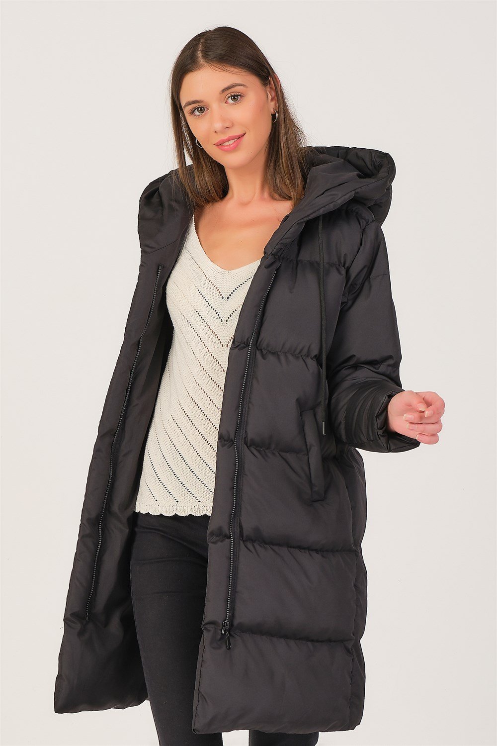 Z6687 DEWBERRY BAYAN KABAN-SİYAH