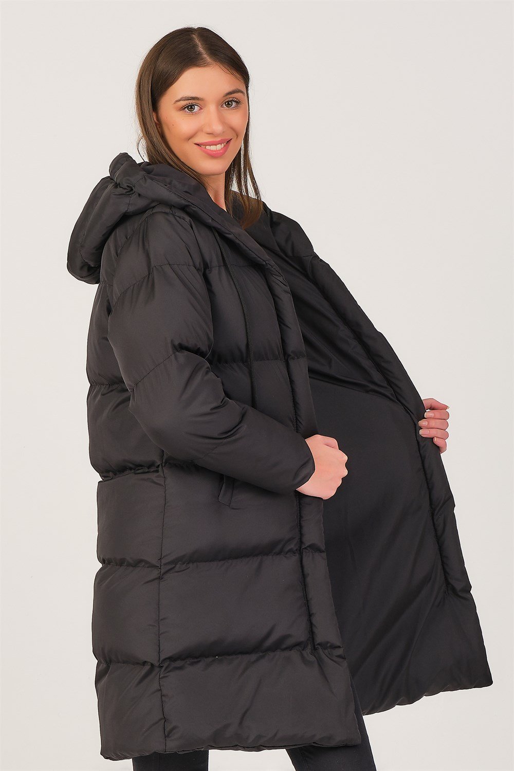 Z6687 DEWBERRY BAYAN KABAN-SİYAH