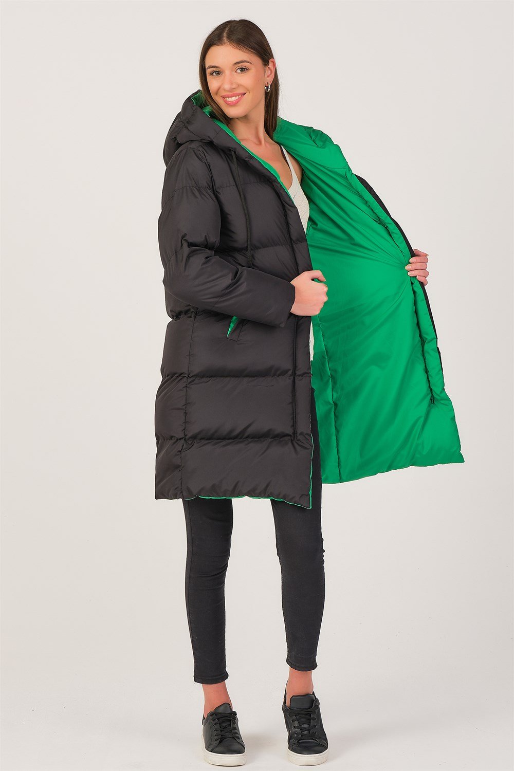 Z6687 DEWBERRY BAYAN KABAN-SİYAH-YEŞİL