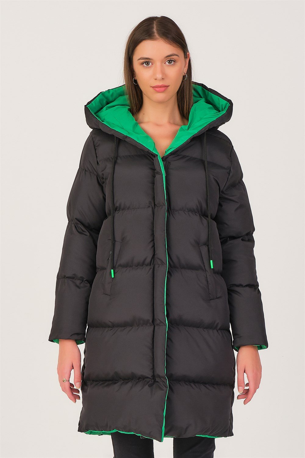 Z6687 DEWBERRY BAYAN KABAN-SİYAH-YEŞİL