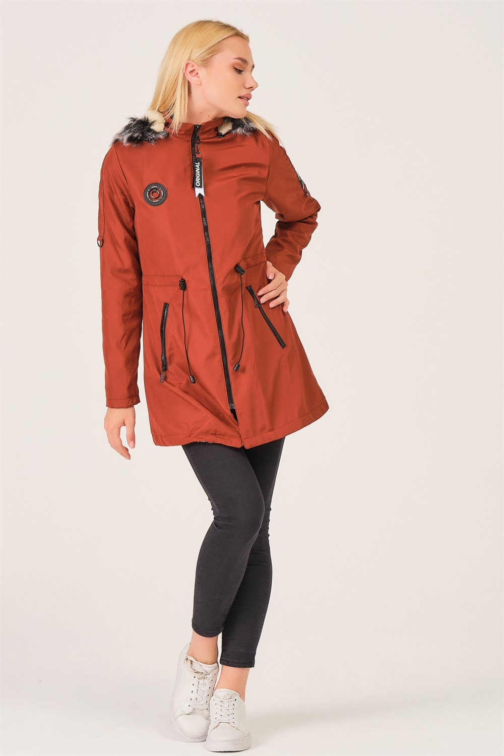 Z6689 DEWBERRY İÇİ KUZULU BAYAN MONT-KİREMİT