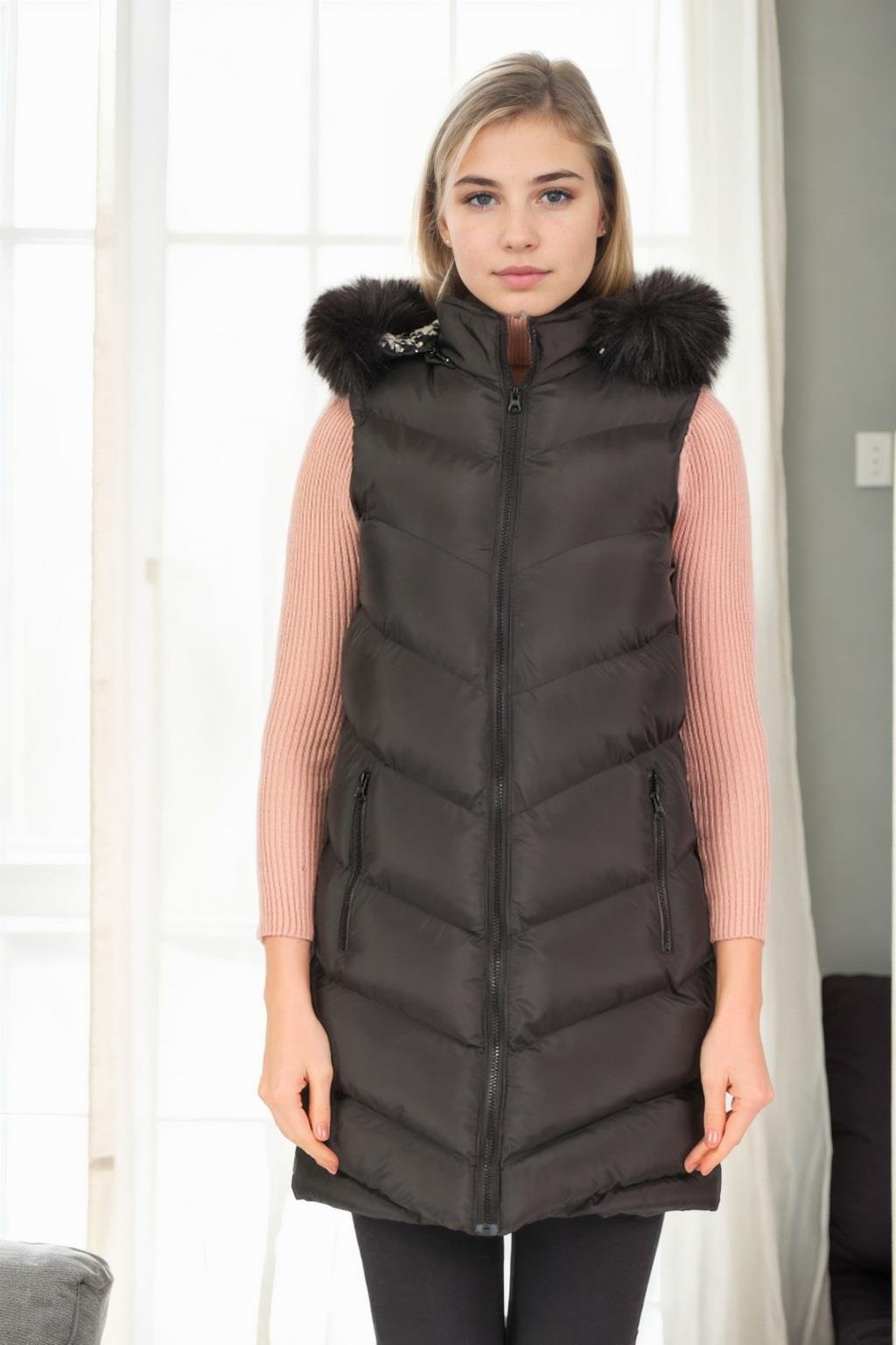 Z6709 DEWBERRY CREMONA BAYAN YELEK-SİYAH-1