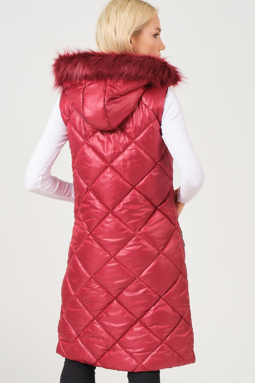 Z6717 DEWBERRY BAYAN YELEK-DÜZ BORDO
