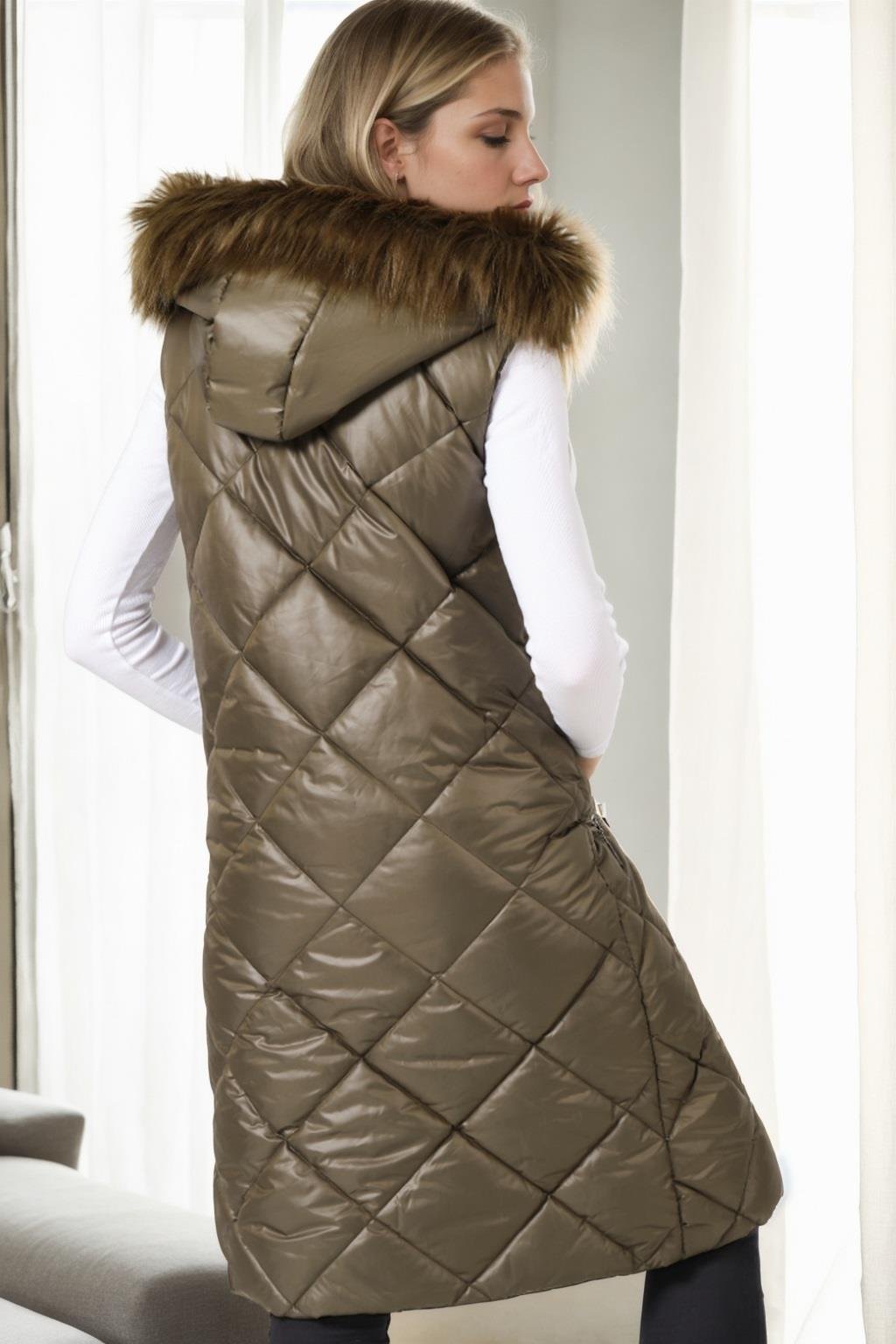 Z6717 DEWBERRY BAYAN YELEK-HAKİ-1