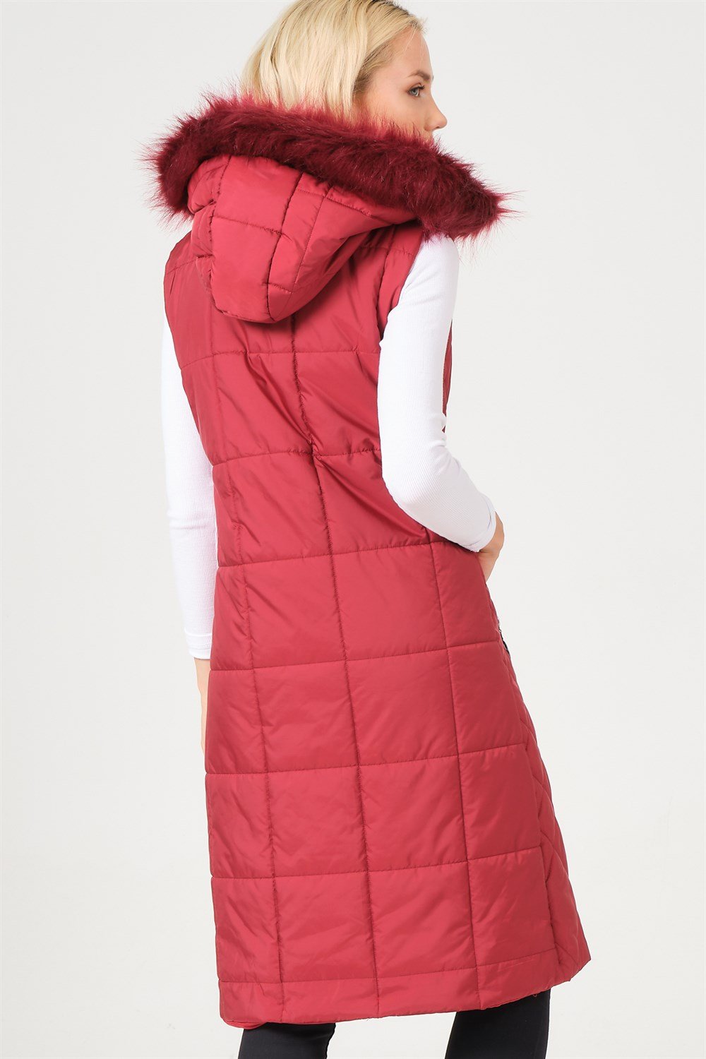 Z6718 DEWBERRY BAYAN YELEK-AÇIK BORDO