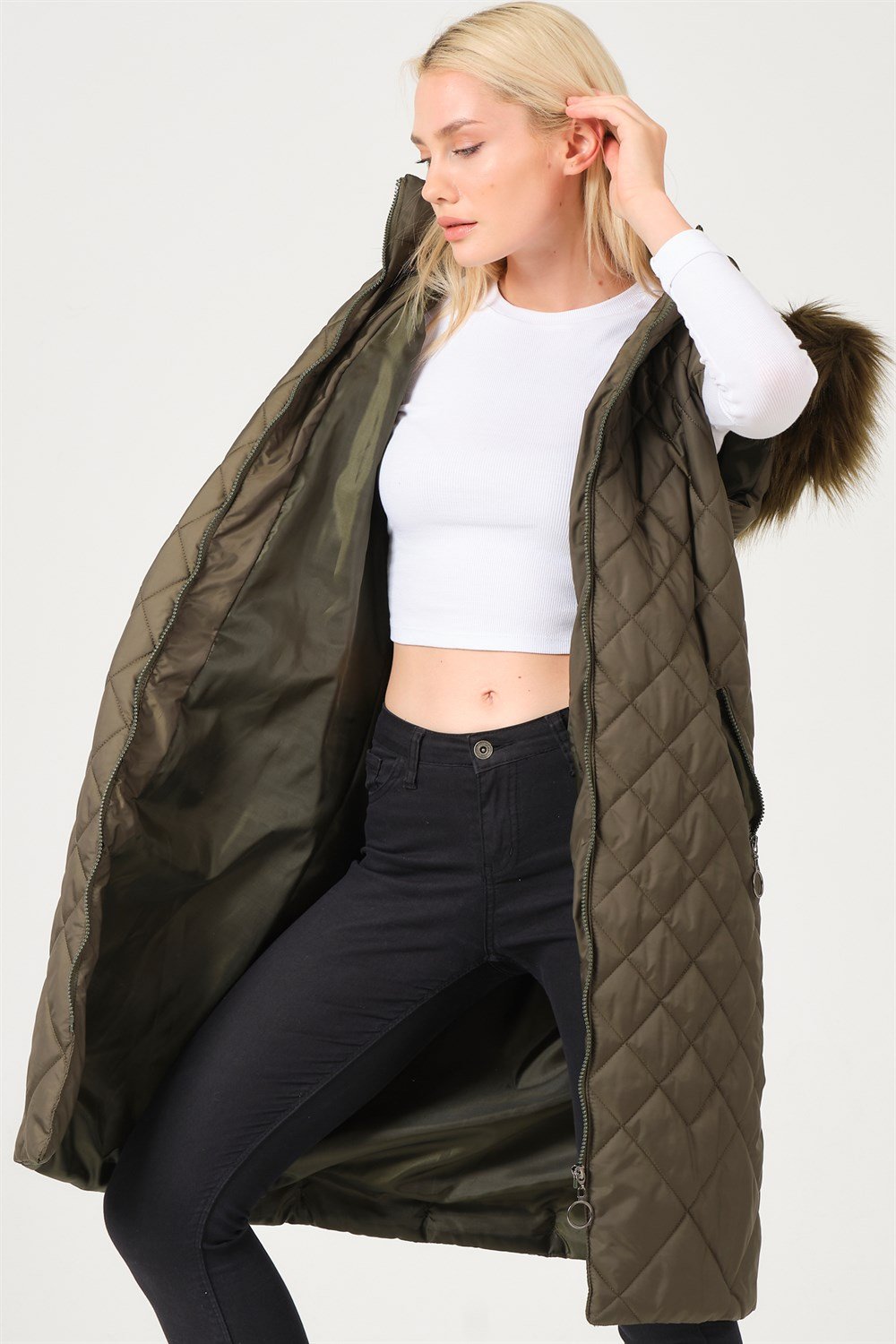 Z6718 DEWBERRY BAYAN YELEK-AÇIK HAKİ