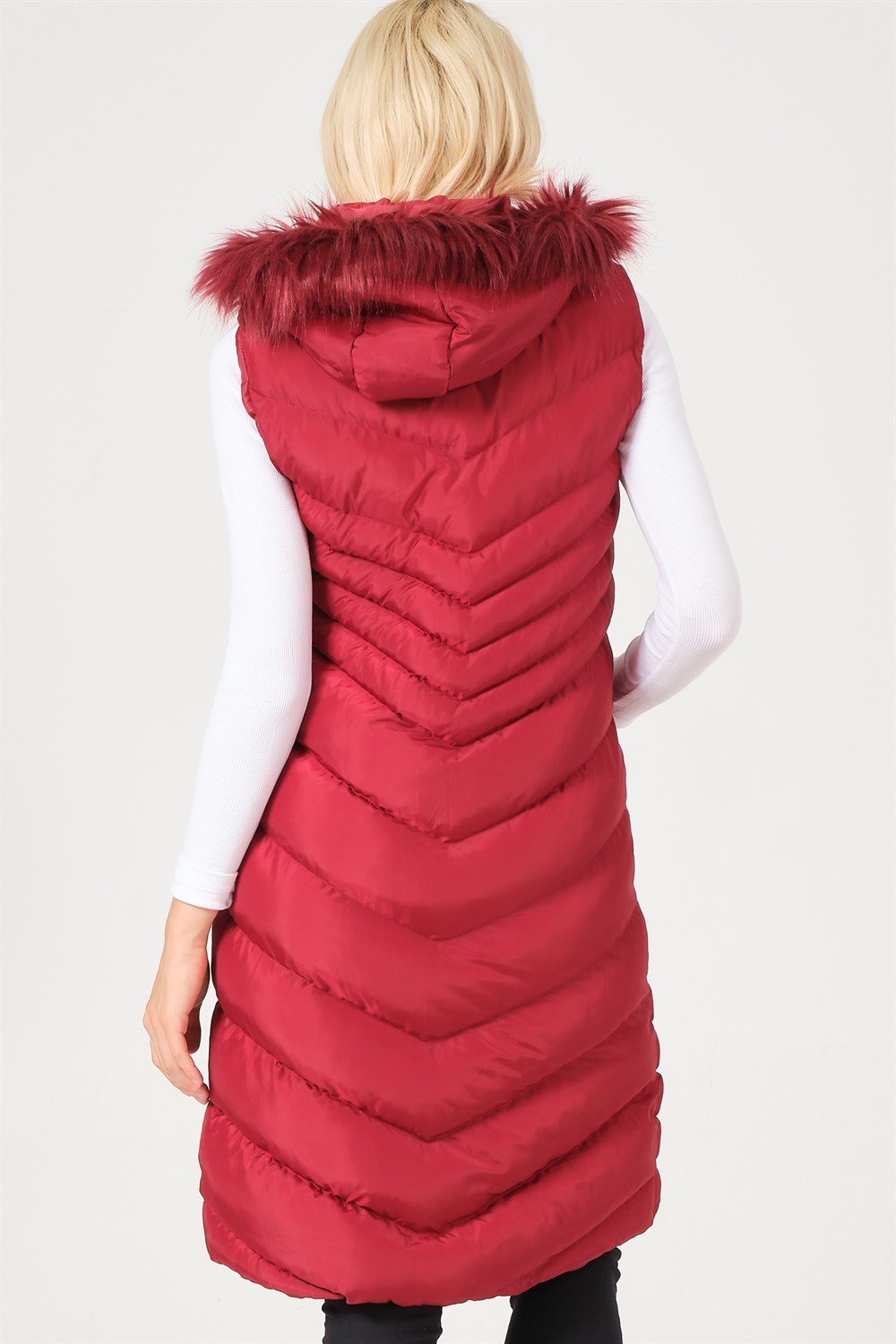 Z6725 DEWBERRY BAYAN YELEK-AÇIK BORDO