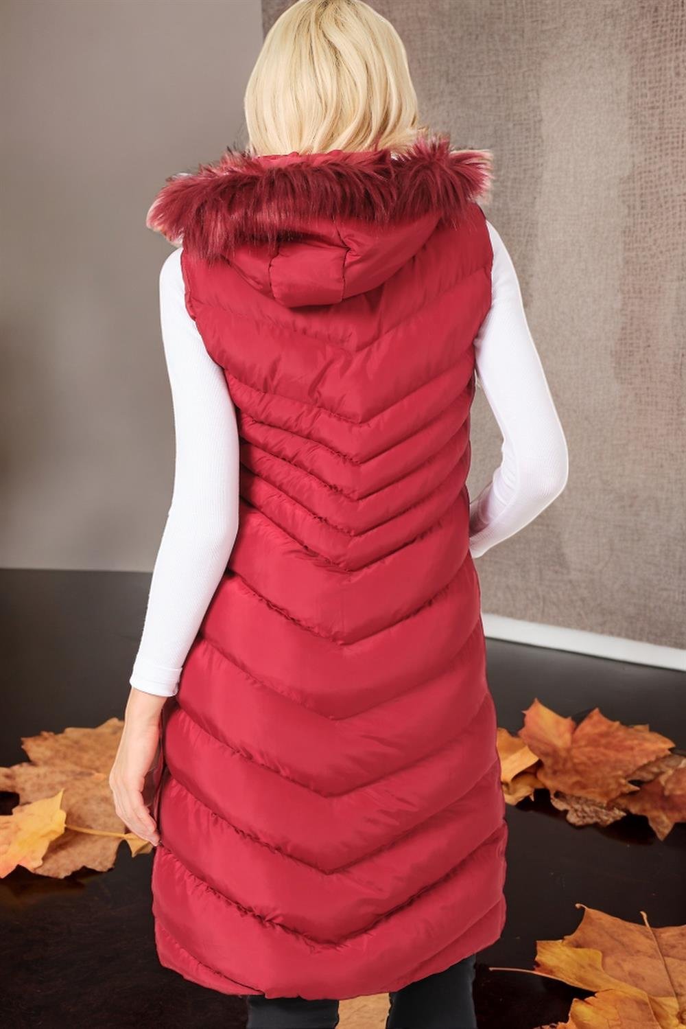 Z6725 DEWBERRY BAYAN YELEK-KOYU BORDO