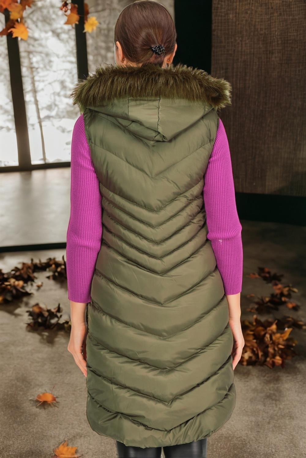 Z6725 DEWBERRY BAYAN YELEK-KOYU HAKİ