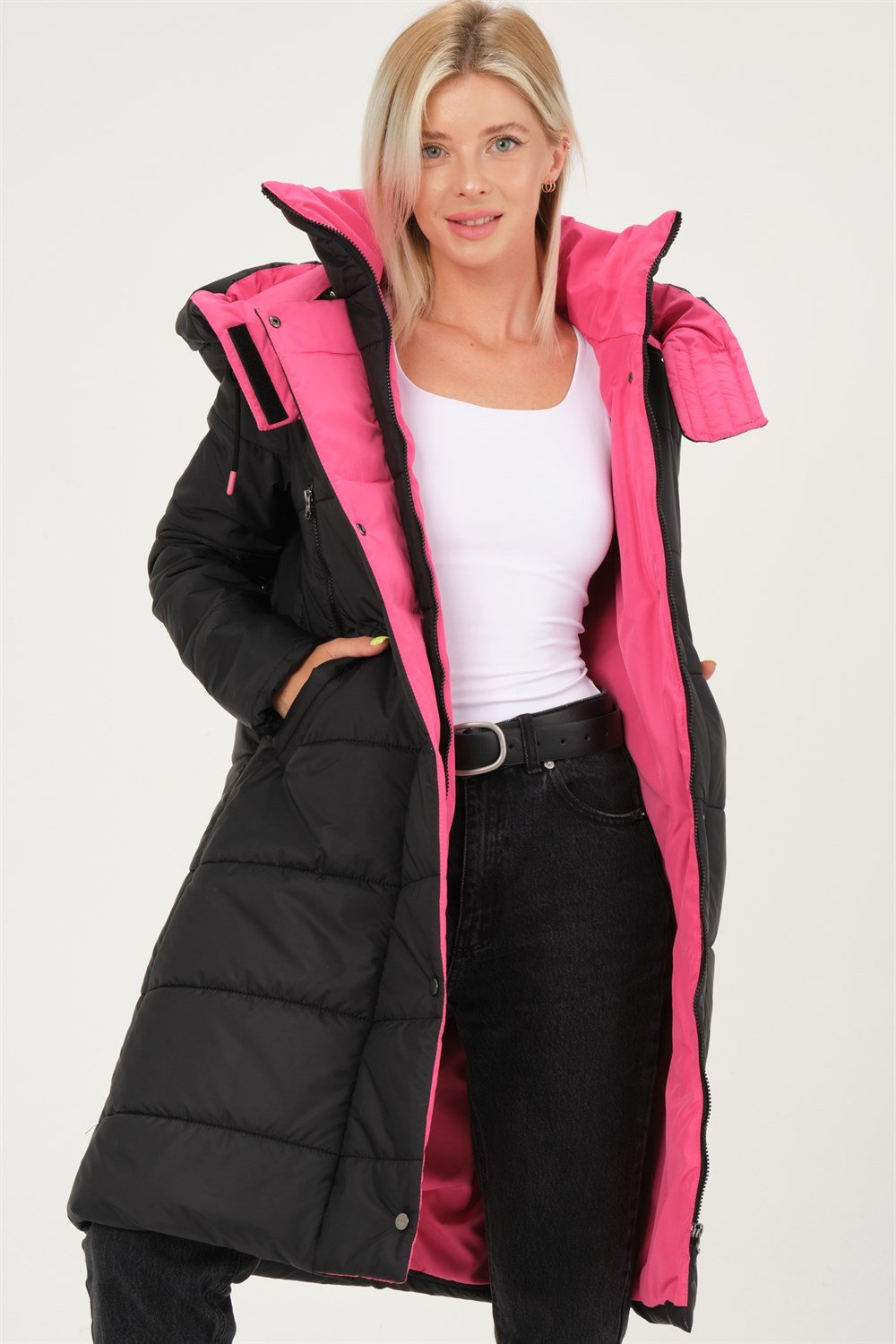 Z6738 DEWBERRY BAYAN KABAN-SİYAH
