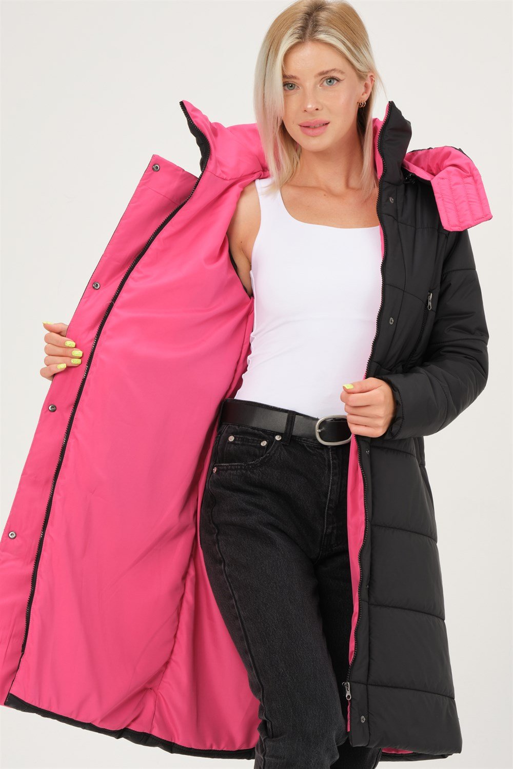 Z6738 DEWBERRY BAYAN KABAN-SİYAH