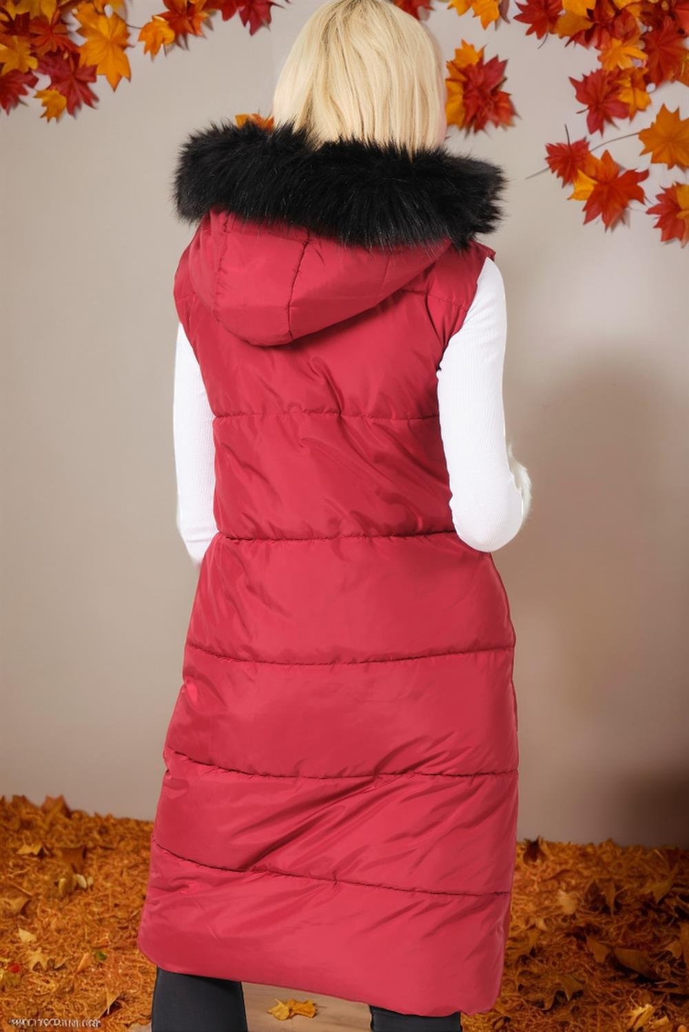 Z6741 DEWBERRY BAYAN YELEK-DÜZ BORDO