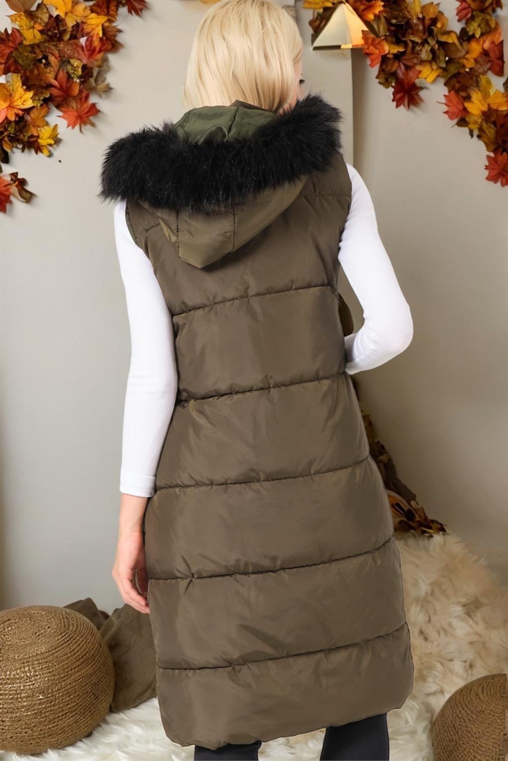 Z6741 DEWBERRY BAYAN YELEK-DÜZ HAKİ