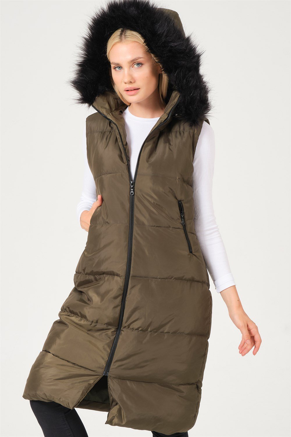 Z6741 DEWBERRY BAYAN YELEK-HAKİ