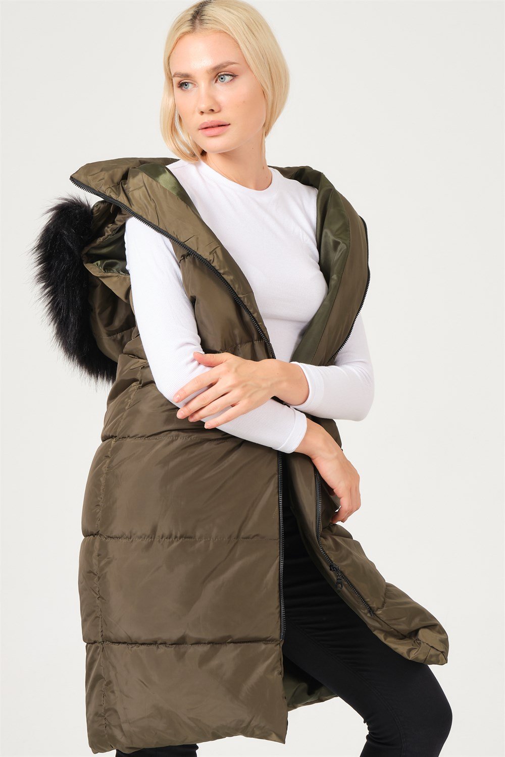 Z6741 DEWBERRY BAYAN YELEK-HAKİ