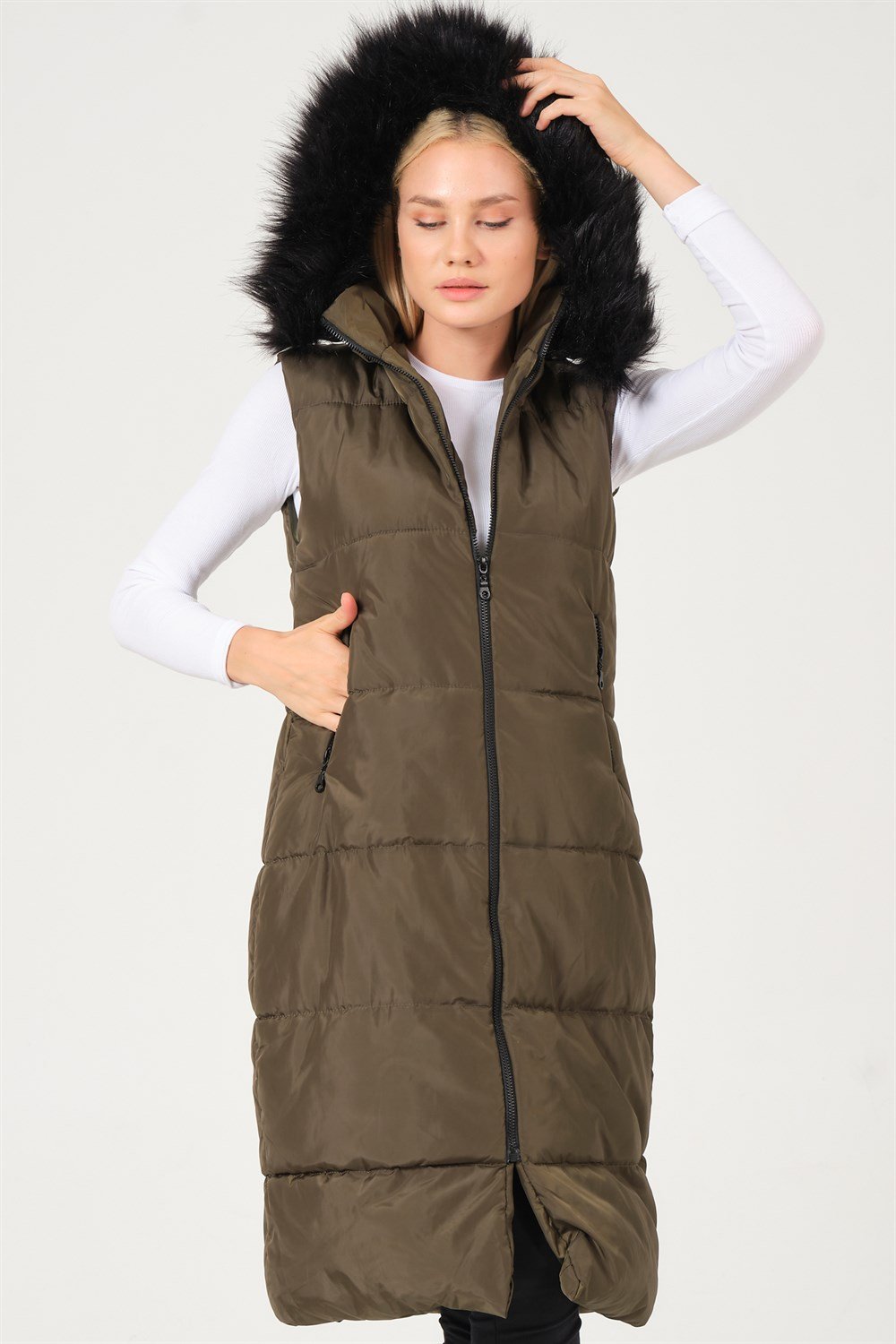 Z6741 DEWBERRY BAYAN YELEK-HAKİ