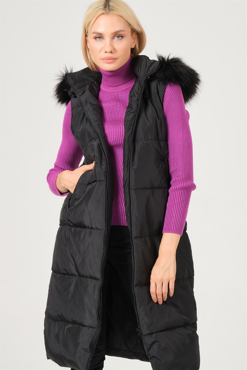 Z6741 DEWBERRY BAYAN YELEK-SİYAH