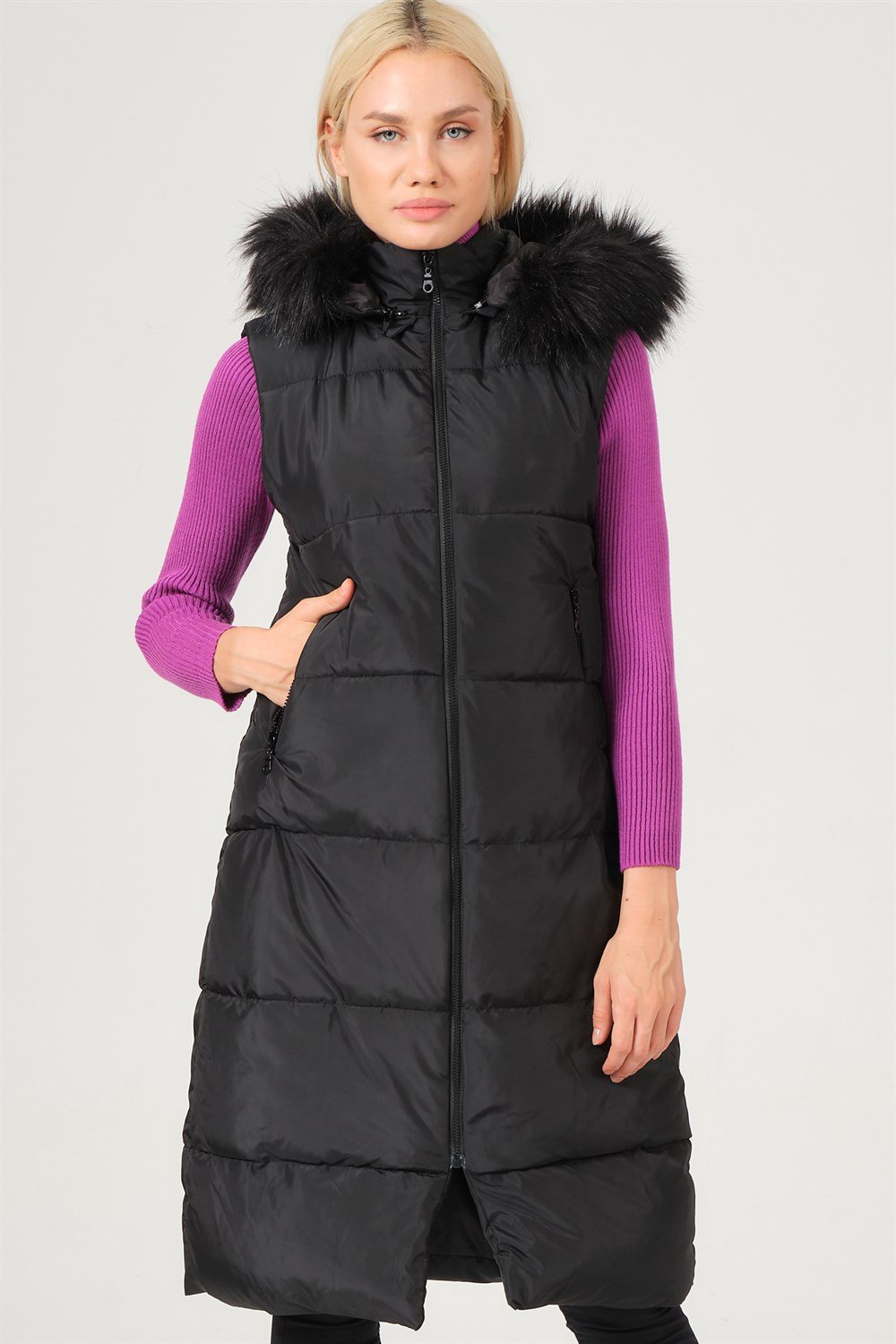 Z6741 DEWBERRY BAYAN YELEK-SİYAH