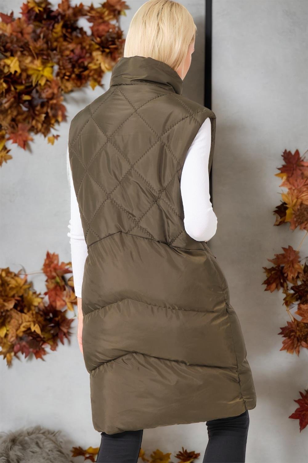 Z6743 DEWBERRY BAYAN YELEK-DÜZ HAKİ