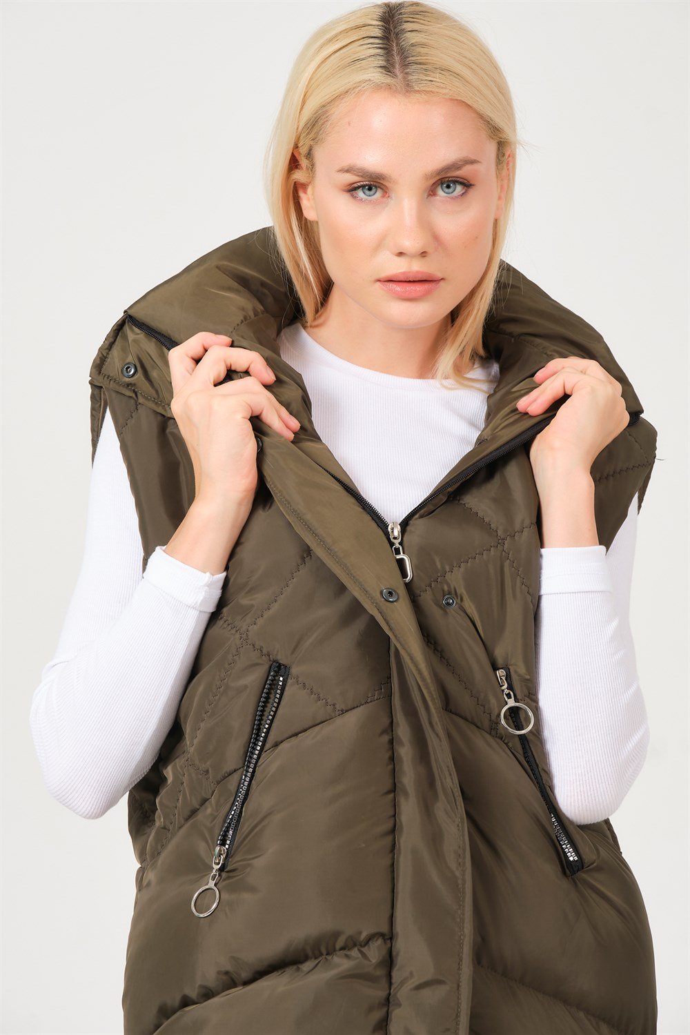 Z6743 DEWBERRY BAYAN YELEK-HAKİ