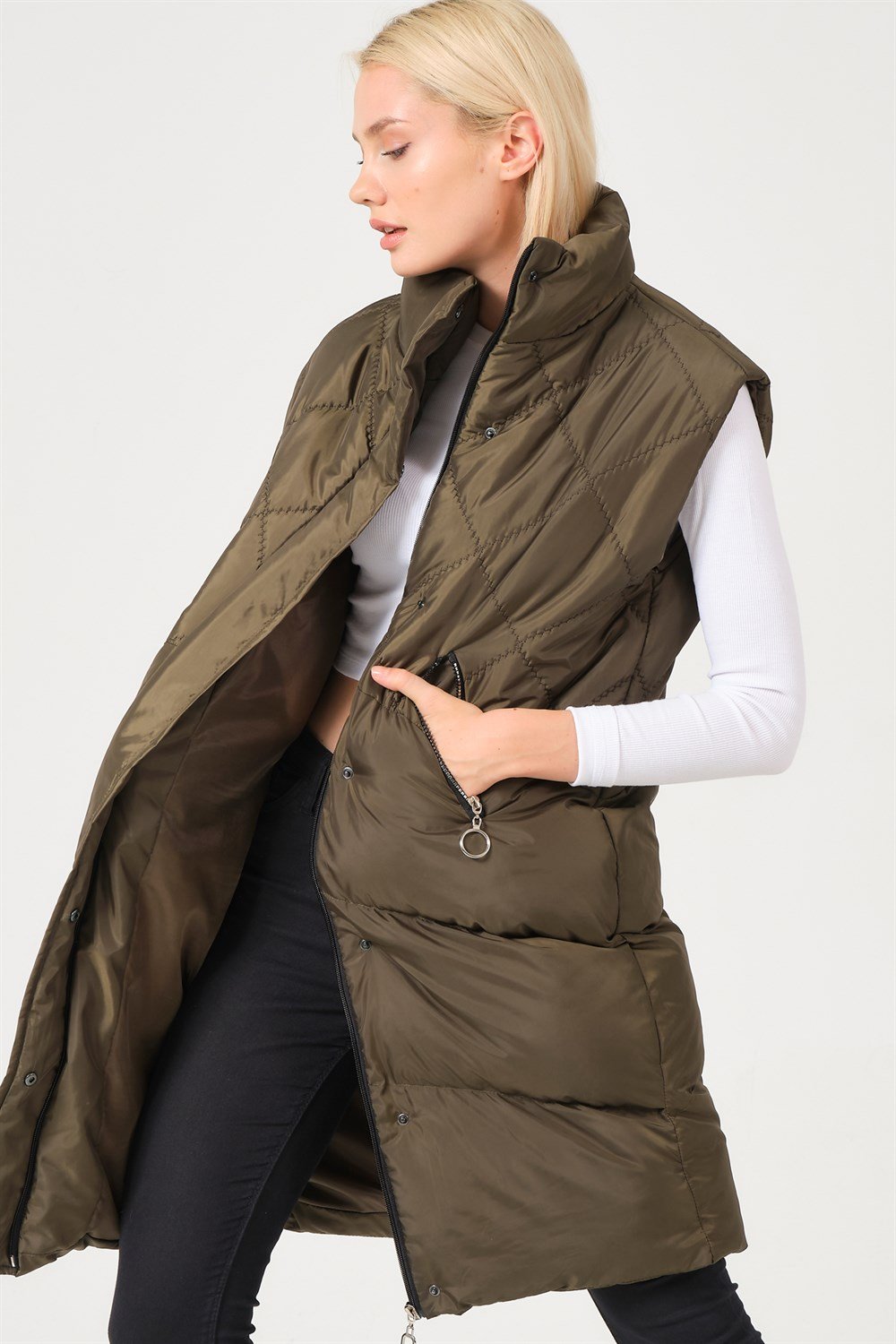 Z6743 DEWBERRY BAYAN YELEK-HAKİ