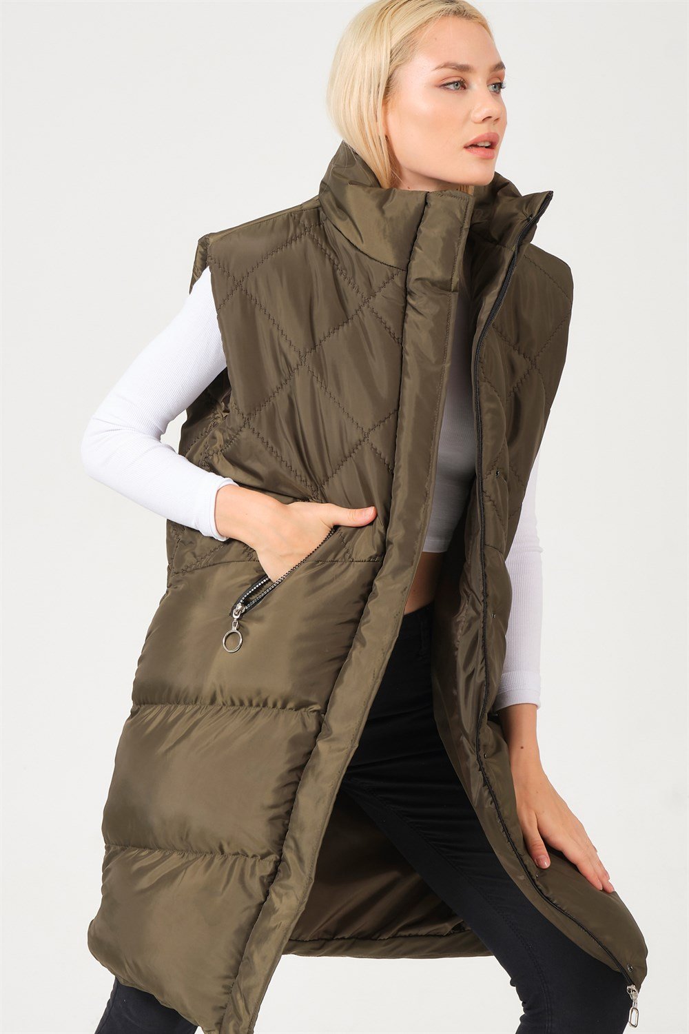 Z6743 DEWBERRY BAYAN YELEK-HAKİ