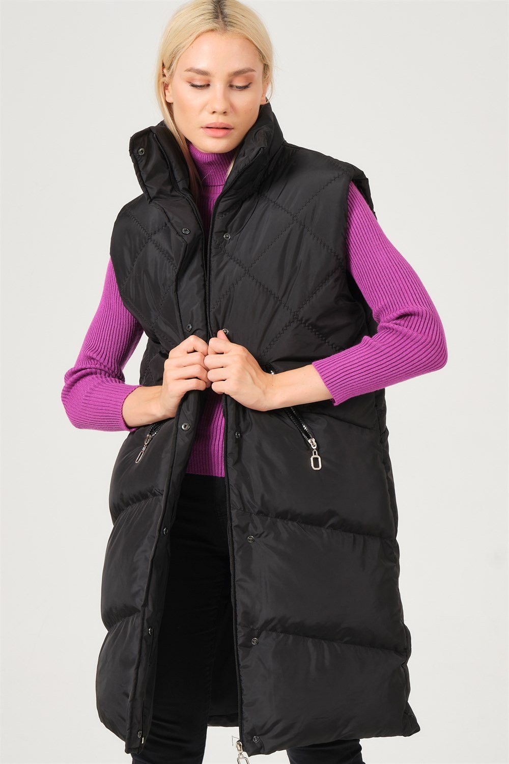 Z6743 DEWBERRY BAYAN YELEK-SİYAH