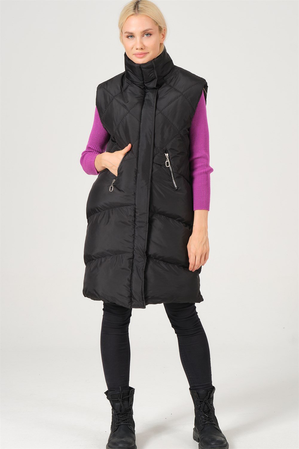 Z6743 DEWBERRY BAYAN YELEK-SİYAH