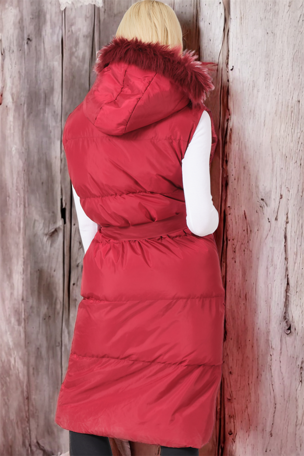 Z6744 DEWBERRY BAYAN YELEK-AÇIK BORDO