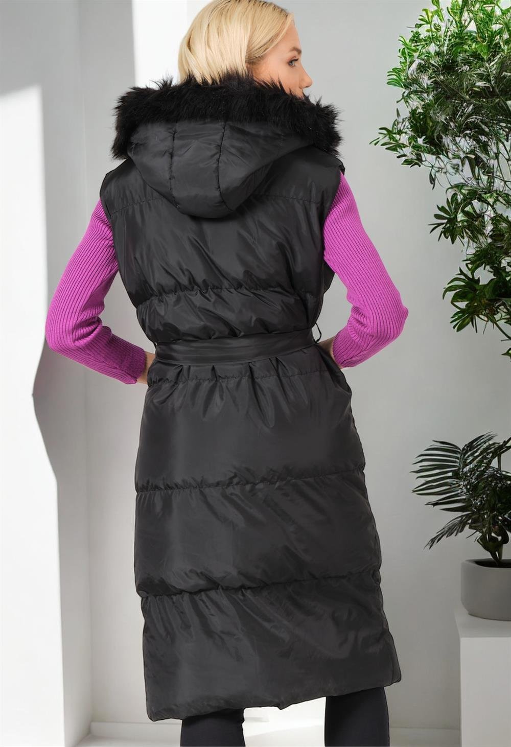 Z6744 DEWBERRY BAYAN YELEK-AÇIK SİYAH