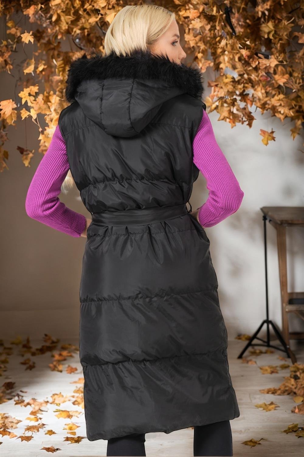 Z6744 DEWBERRY BAYAN YELEK-KOYU SİYAH