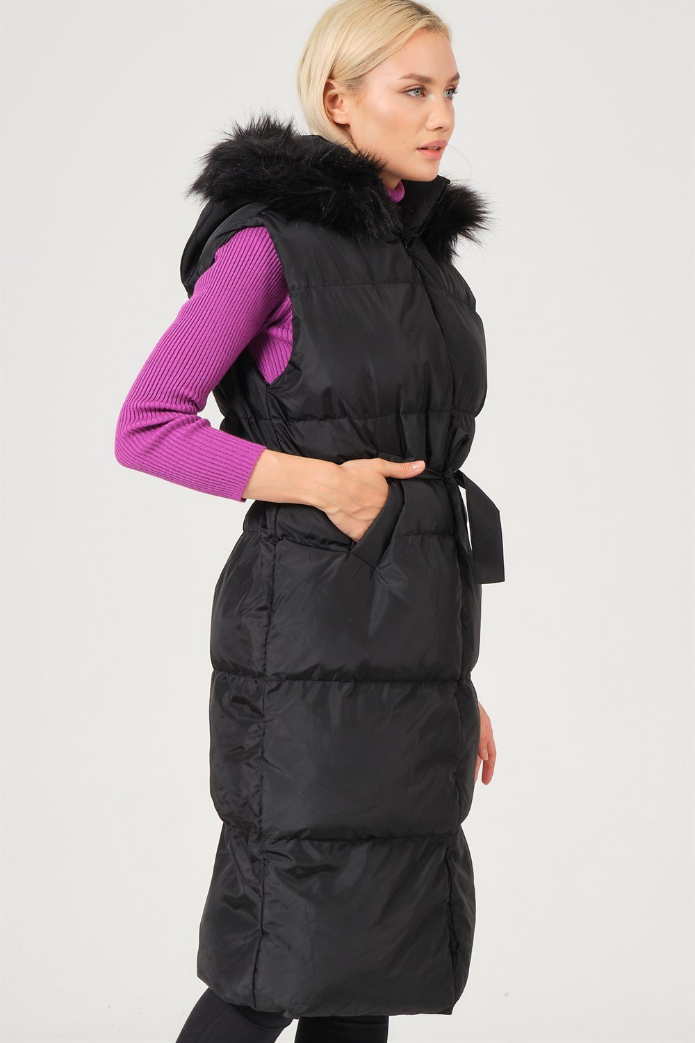 Z6744 DEWBERRY BAYAN YELEK-SİYAH