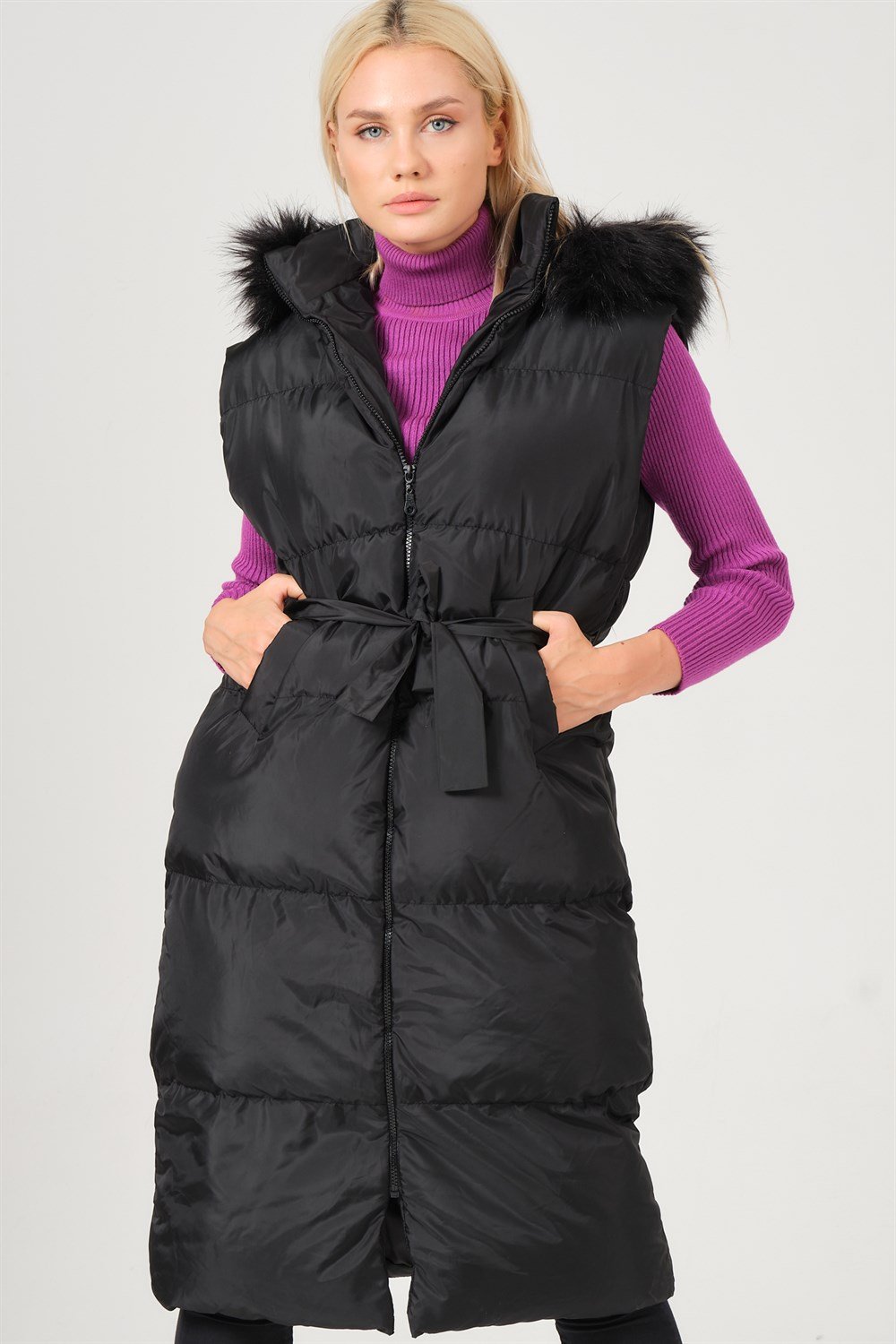 Z6744 DEWBERRY BAYAN YELEK-SİYAH