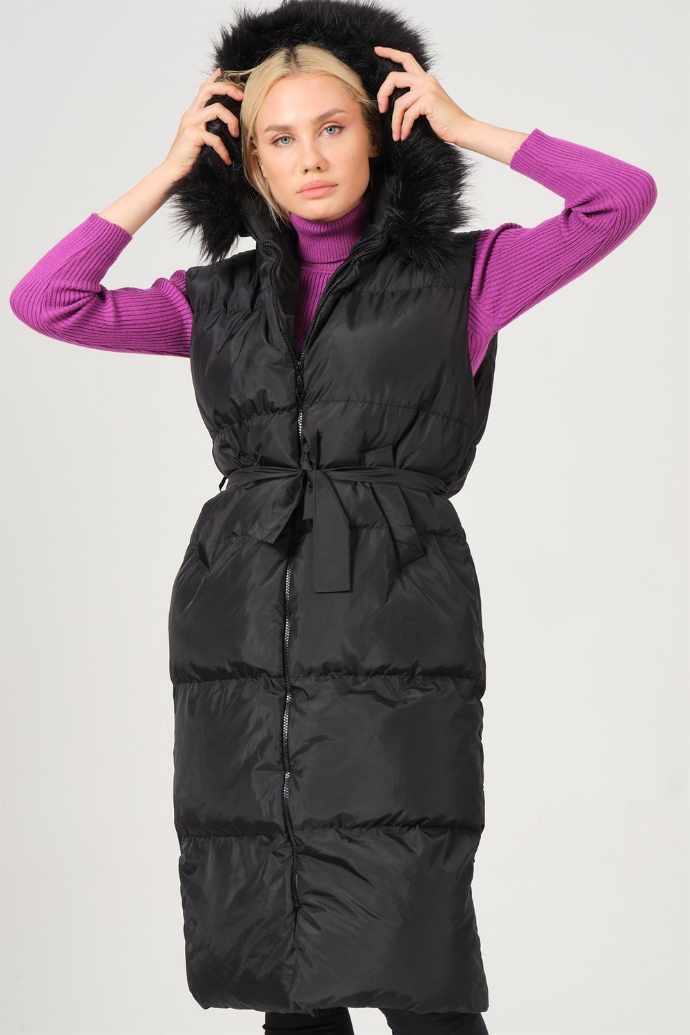 Z6744 DEWBERRY BAYAN YELEK-SİYAH