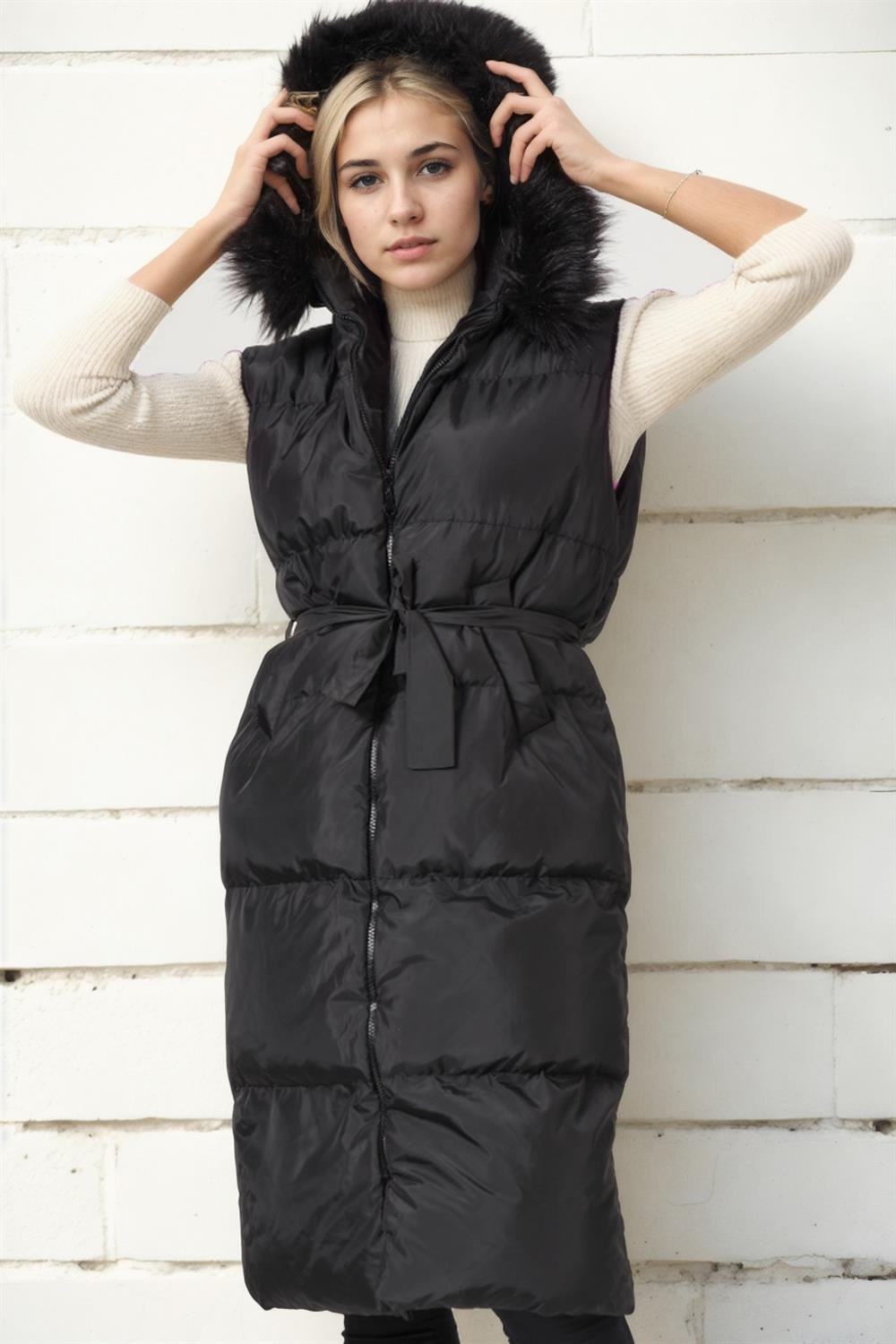 Z6744 DEWBERRY BAYAN YELEK-SİYAH-A