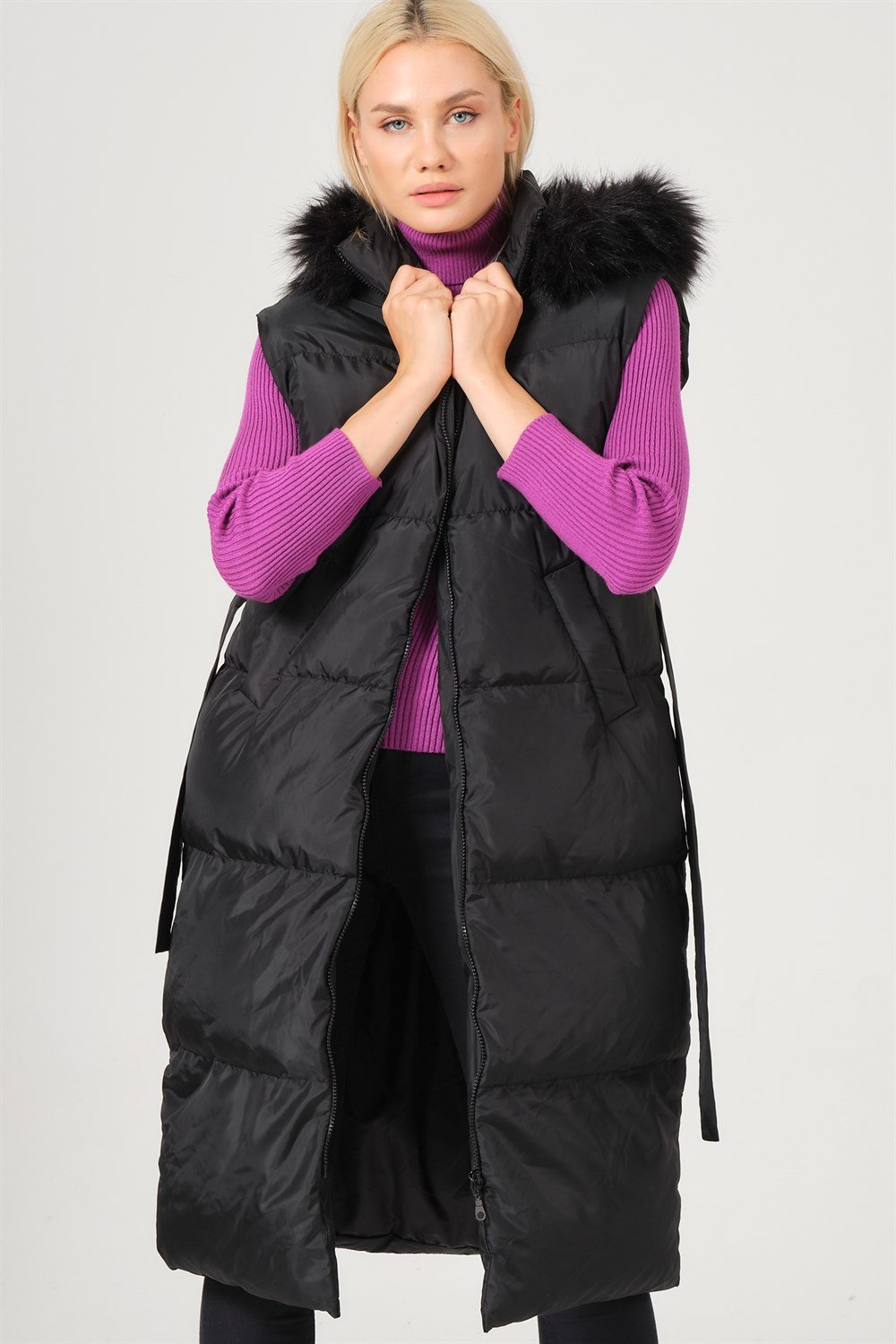 Z6744 DEWBERRY BAYAN YELEK-SİYAH