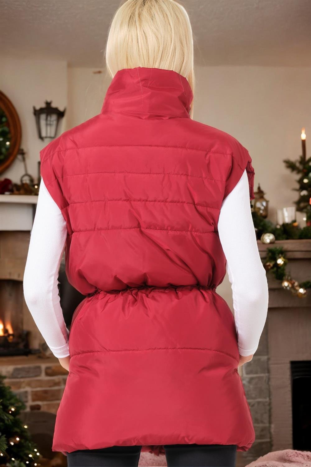 Z6747 DEWBERRY BAYAN YELEK-DÜZ BORDO