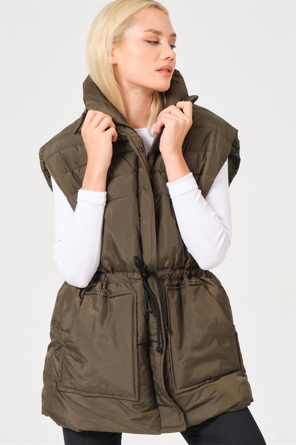 Z6747 DEWBERRY BAYAN YELEK-HAKİ