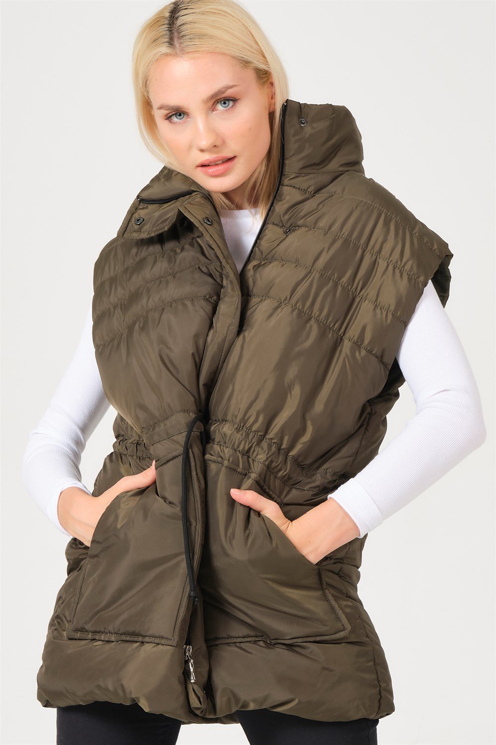 Z6747 DEWBERRY BAYAN YELEK-HAKİ