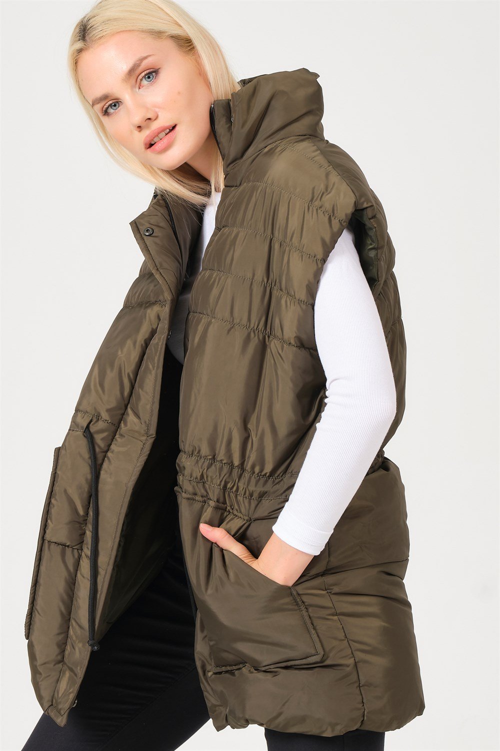 Z6747 DEWBERRY BAYAN YELEK-HAKİ