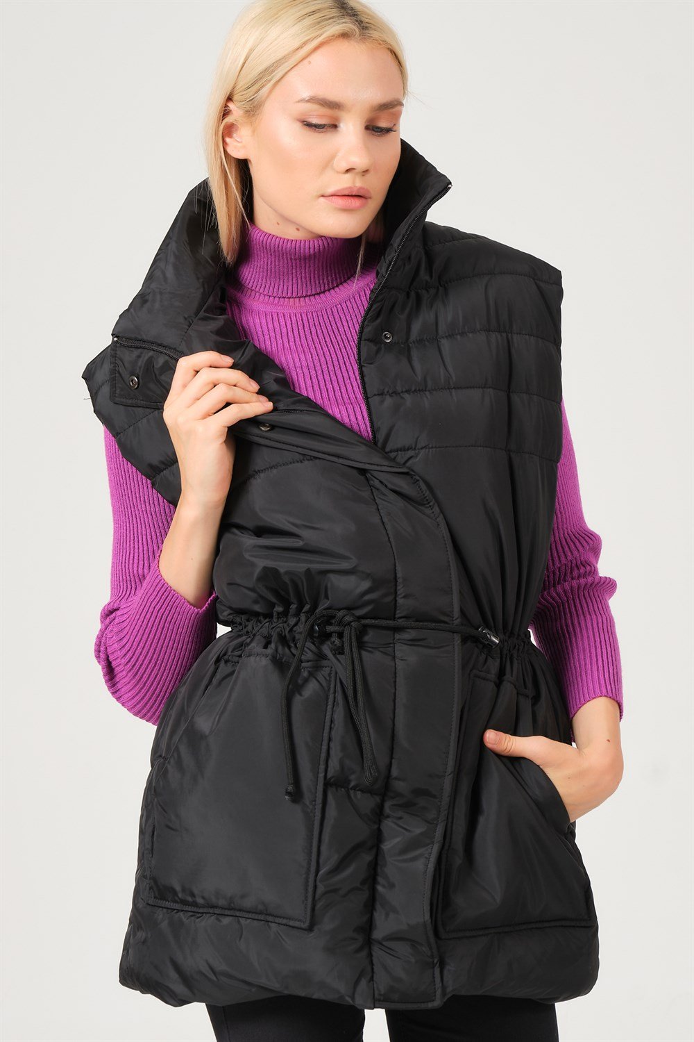 Z6747 DEWBERRY BAYAN YELEK-SİYAH